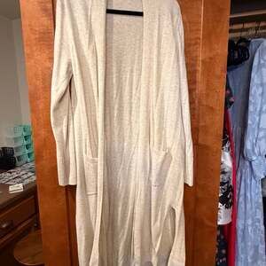 LOFT Women's Beige Wool Blend Long Cardigan Sweater Size XL